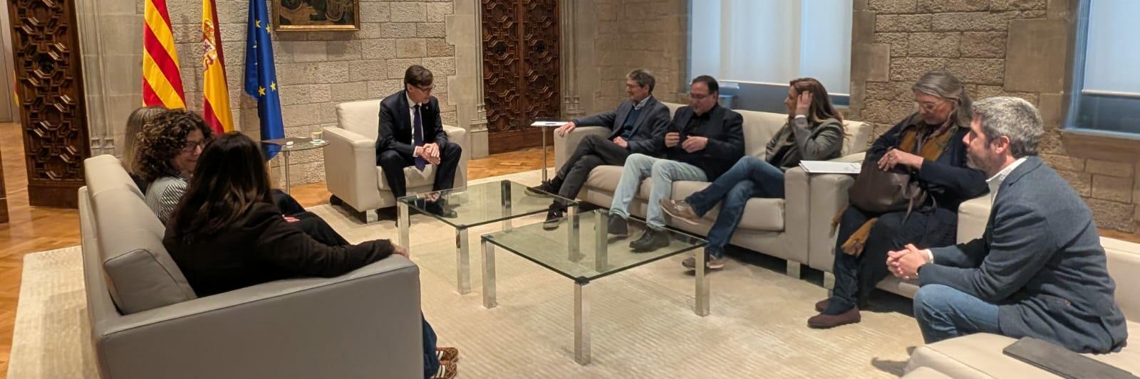 Imatge de la reunió de la Taula i la Confederació amb el president Salvador Illa