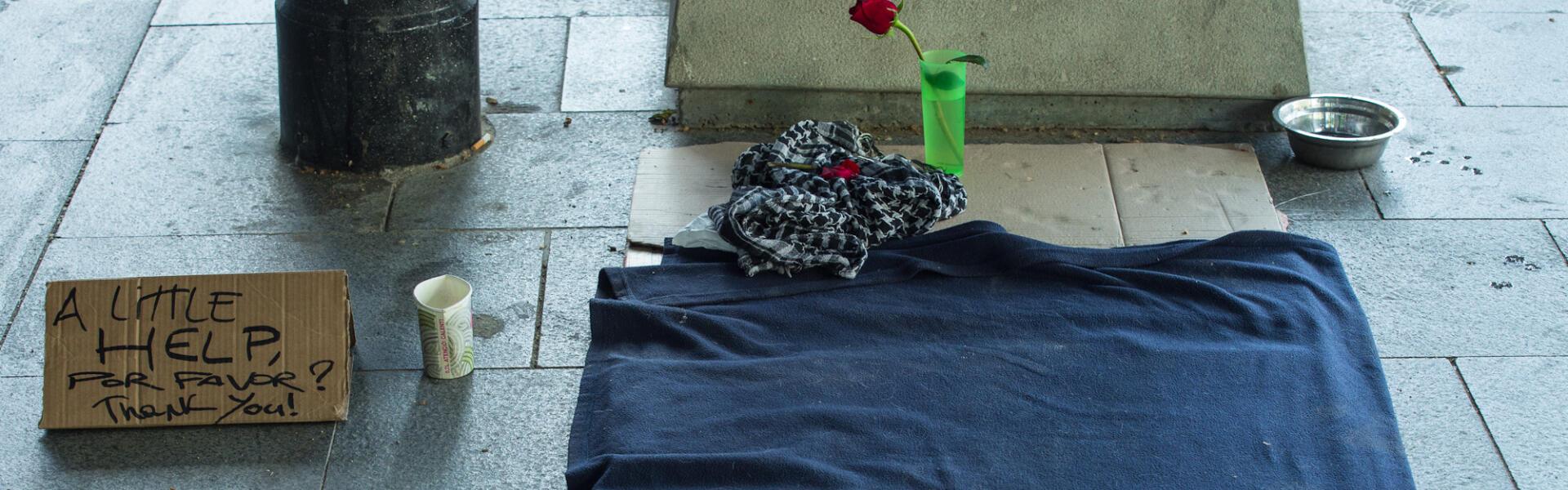 matge cartrons al carrer que serveixen de "llit" per a una persona sense llar