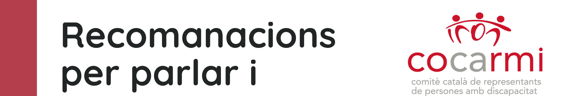 Portada del llibre de recomanacions del COCARMI. al costat una il·lustració que representa persones amb discapacitat física, orgànica i cognitiva.