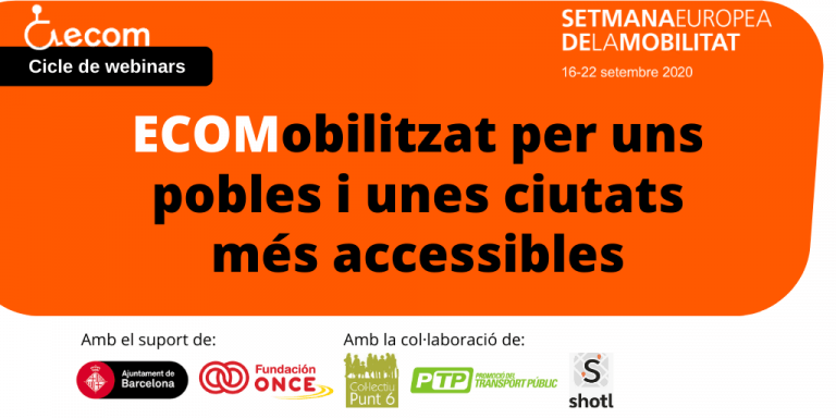 Imatge del díptic de difusió del cicle de webinars d'ECOM sobre mobilitat