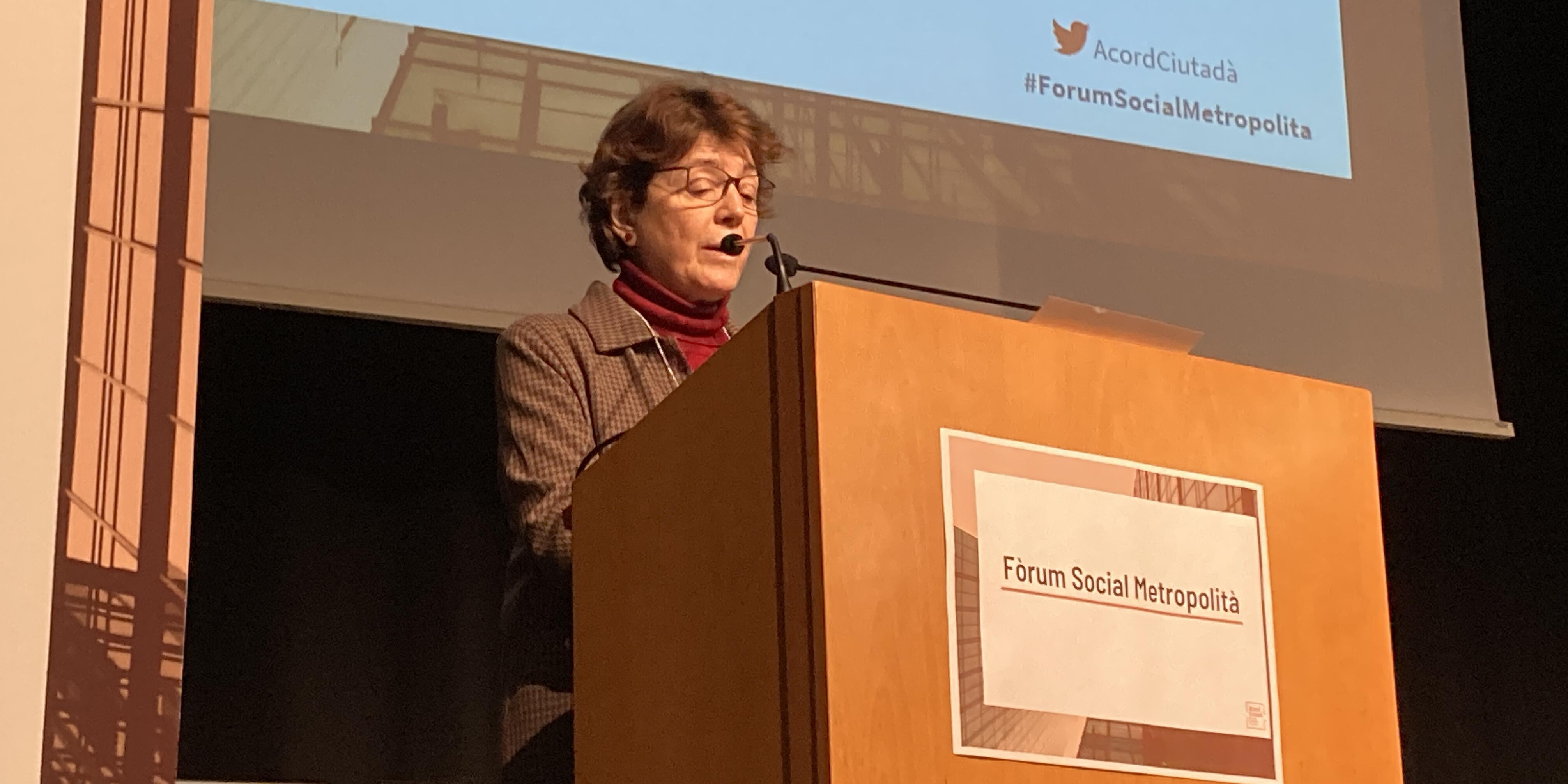 Francina Alsina, presidenta de la Taula, al Fòrum Social Metropolità