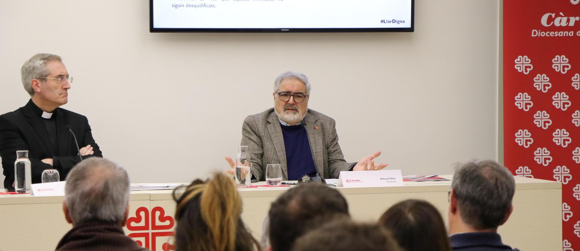 Imatge roda de premsa presentació informe habitatge FOESSA de Càritas Barcelona