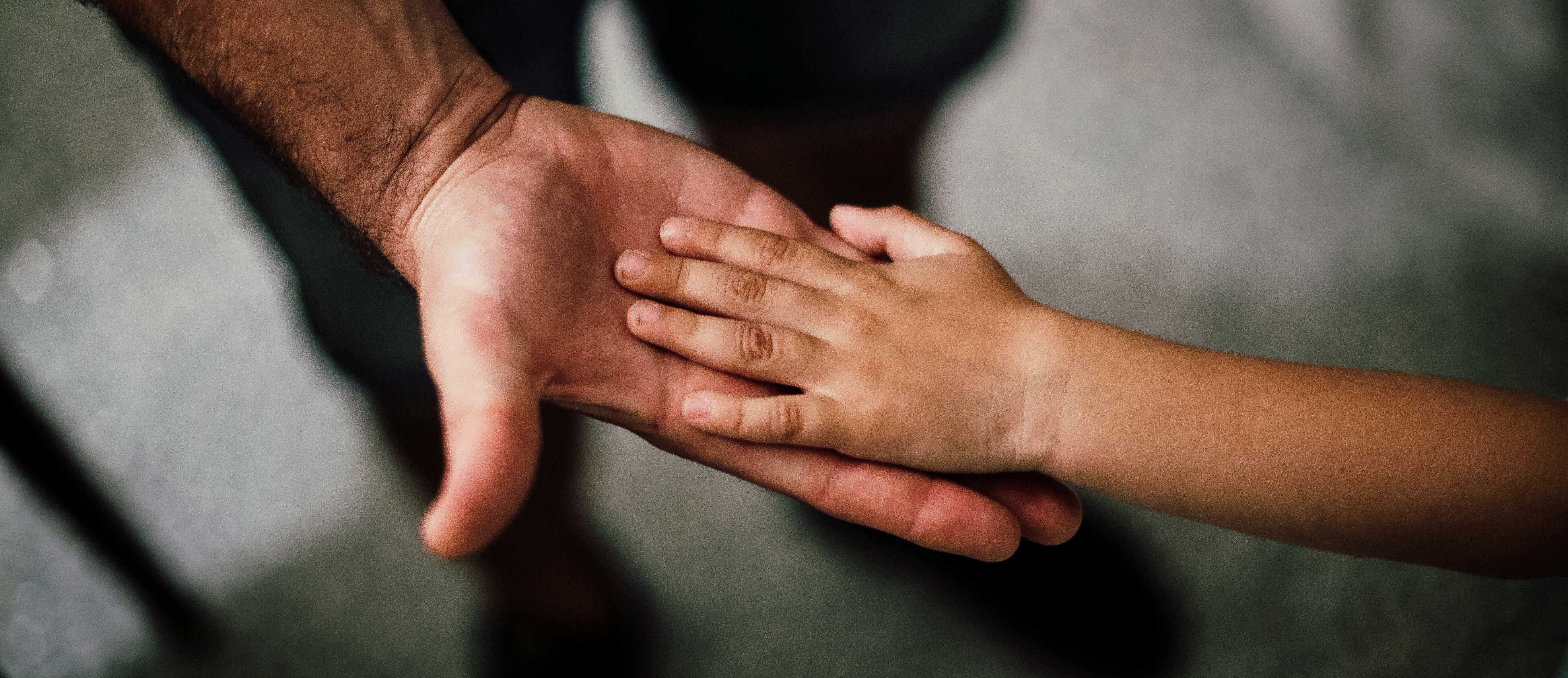 Un adult i un infant donant-se la mà.