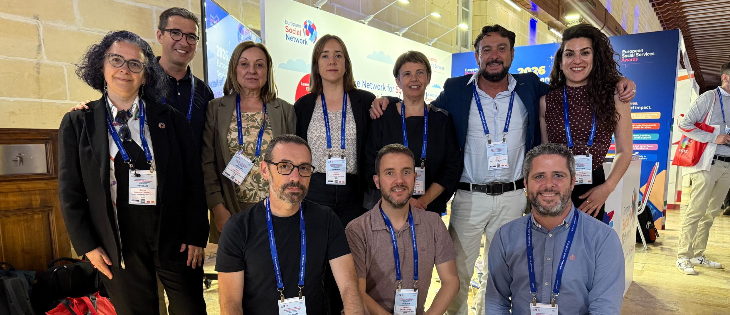 Imatge grupal delegació Taula del Tercer Sector Social al Congrés European Social Services (ESSC 2026)