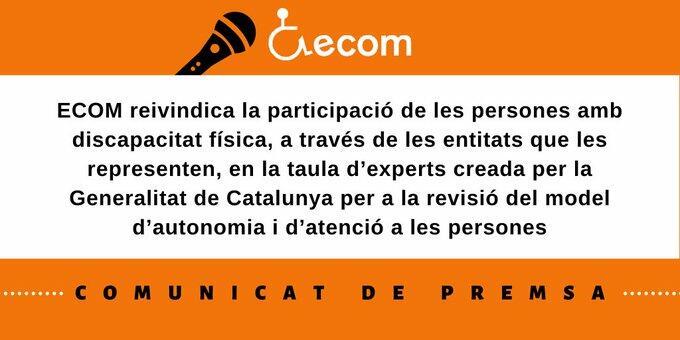 Imatge de la reclamació d'ECOM sobre la taula d'experts de la revisió del model d'autonomia