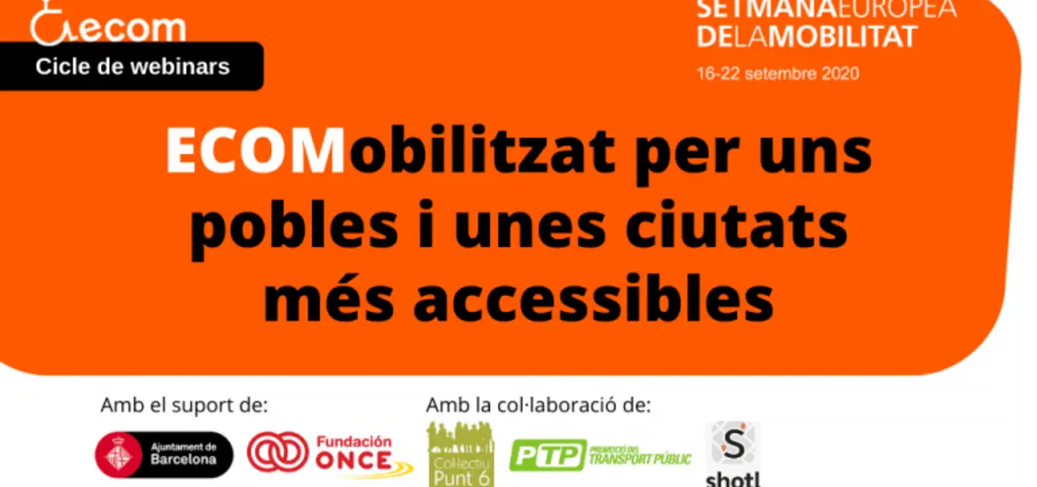 Imatge del díptic de difusió del cicle de webinars d'ECOM sobre mobilitat