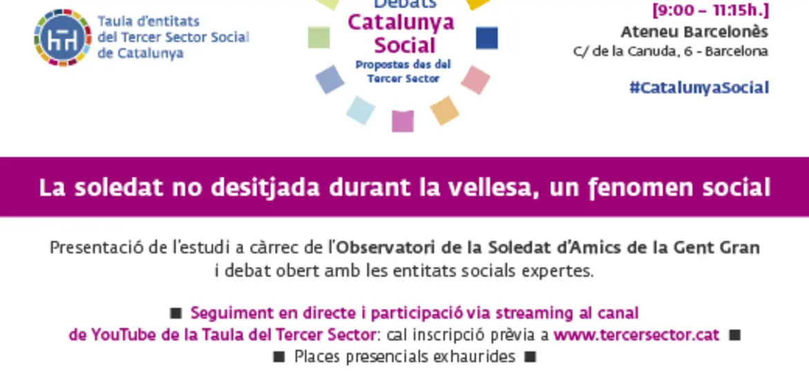 Imatges amb les principals dades del debat Catalunya Social sobre la soledat en la gent gran